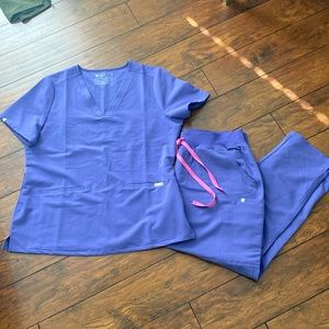 NWOT!! Figs Amethyst Scrub Set— in Large top and Large Petite Bottoms